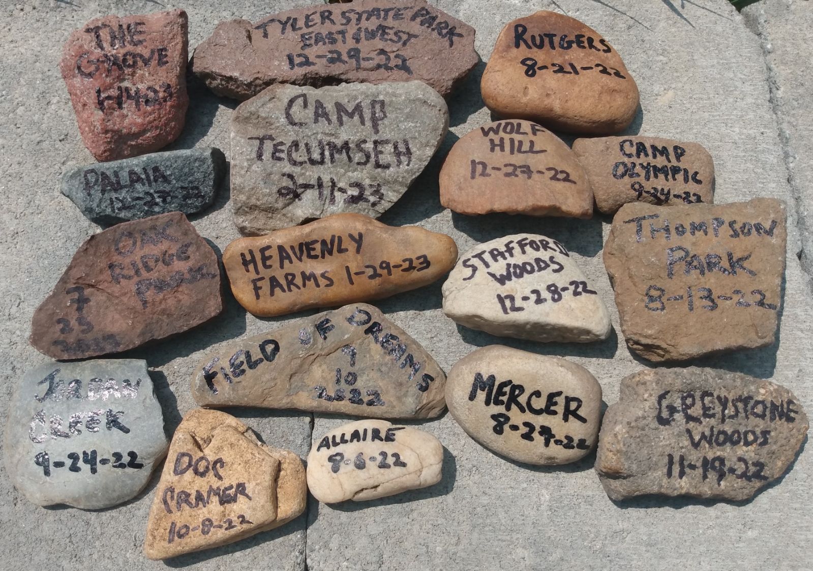 As avid disc golfers, Mac and Jay collect a rock from each course they visit.